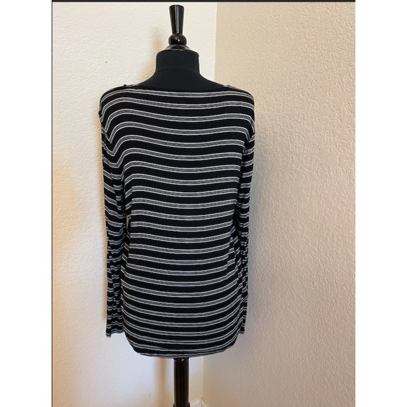 LOFT - Long Sleeve Striped Scoop Neck Rayon Tee - Sz L - Picture 2 of 4
